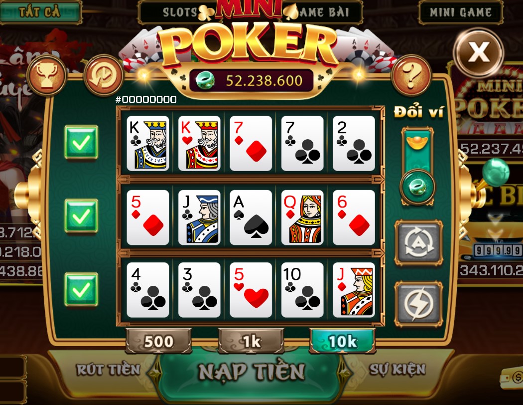 Mini Poker Nhatvip mang đến trải nghiệm hoàn hảo nhất cho cược thủ